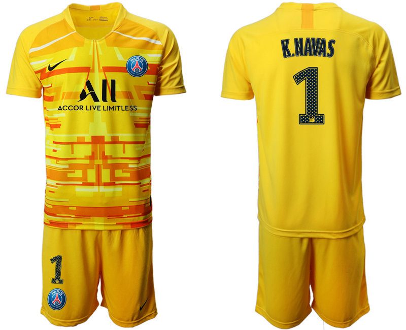 Men 2020-2021 club Paris St German yellow goalkeeper #1 Soccer Jerseys